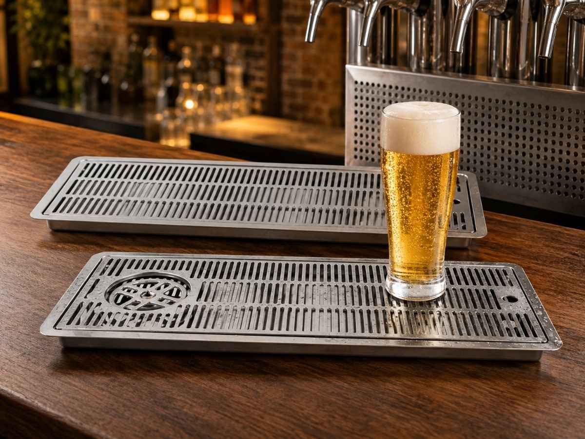 Edelstahl Tropfbleche für Zapfanlagen und professionellen Bierausschank