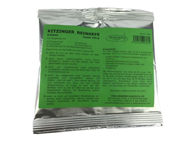 Arauner Kitzinger Reinzuchthefe trocken 100g