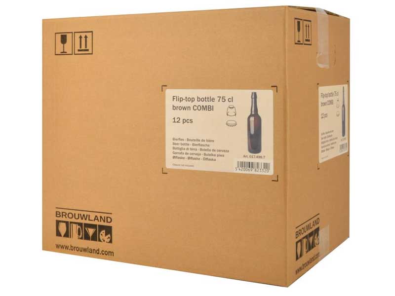 Bügelflasche 75 cl, braun, ohne Verschluss, COMBI, Karton 12 Stück Bügelflasche 75 cl, braun, ohne Verschluss, COMBI, Karton 12 Stück