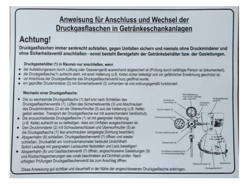 Betriebsanweisung für Schankanlagen Co2 Zapfanlagen