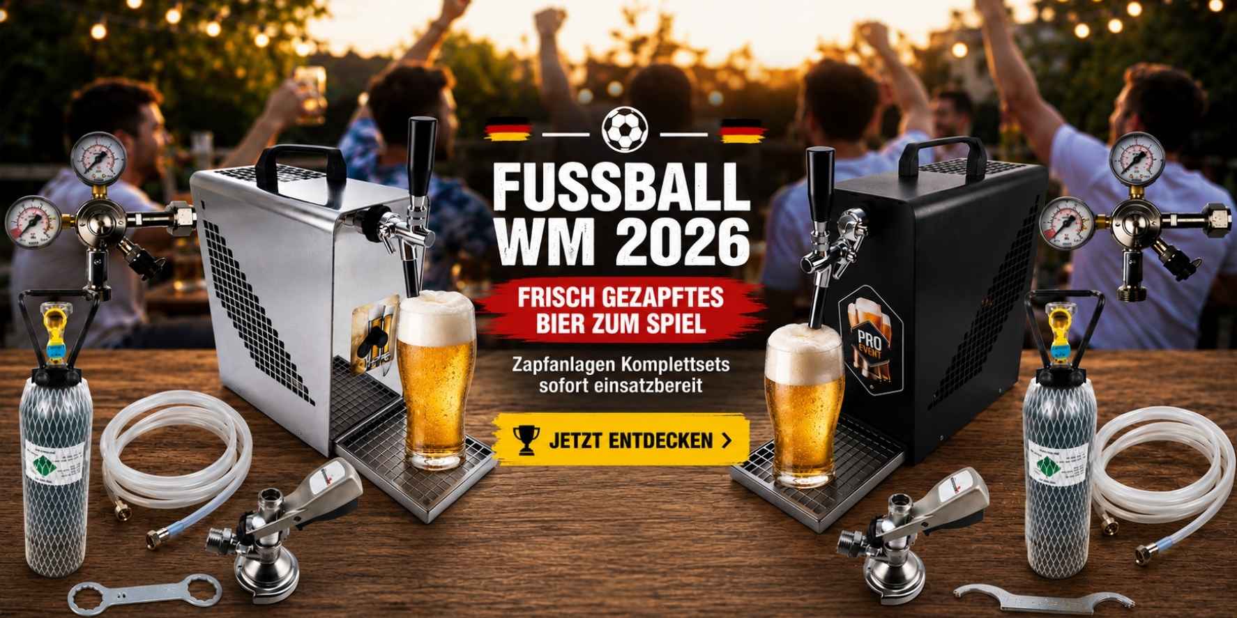 Zapfanlagen Komplettsets zur Fußball WM 2026 entdecken Fußball WM 2026 mit Zapfanlagen Komplettsets für frisch gezapftes Bier