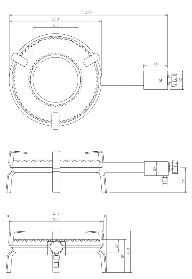 Flames gas burner T-250 5.9kw for outdoor use