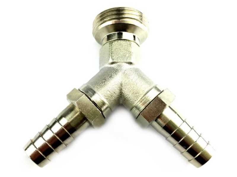 Y-Stück Metall mit 1x 1/2" AG & 2x Tüllen 10mm (X) Y-Stück Metall mit 1x 1/2" AG & 2x Tüllen 10mm (X)