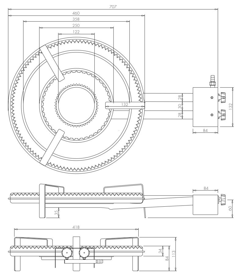 Flames Gasbrenner T-460 21,5kw für den Außenbereich Flames Gasbrenner T-460 21,5kw für den Außenbereich