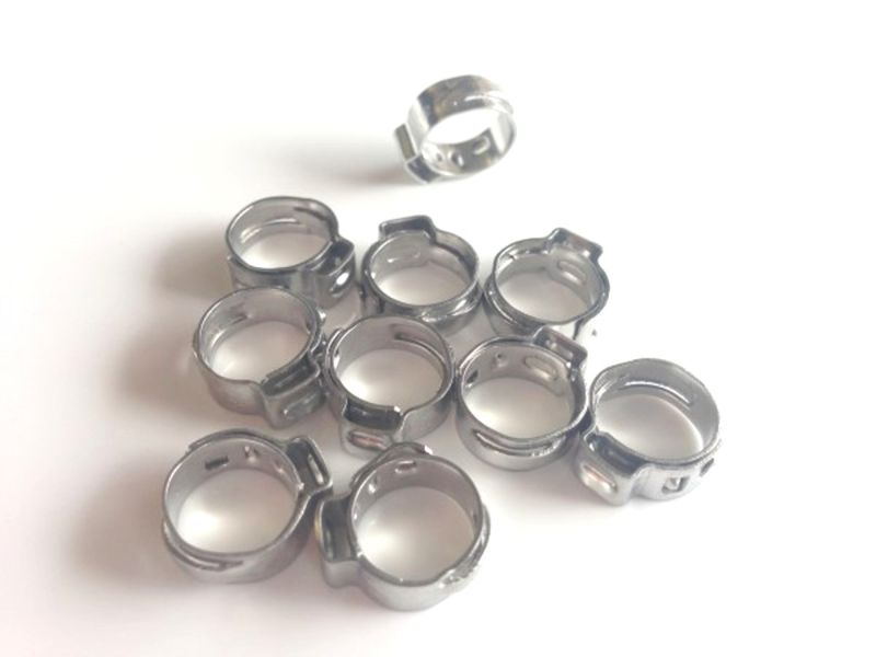 10 Stück 1 Ohr Klemmen mit Edelstahl Einlagering 8,5 - 10,5mm