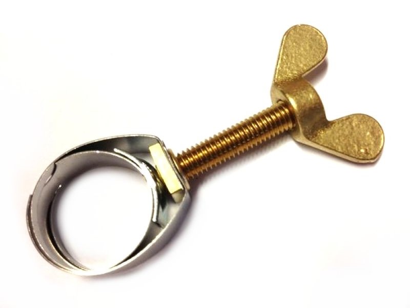 Unex hose clamp made of CNS with brass wing screw