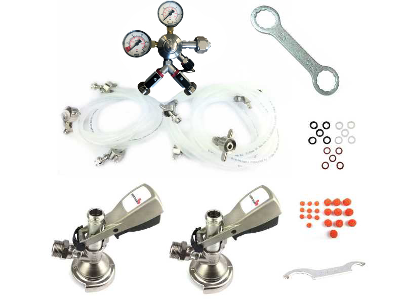 Zapfanlagen-Set Duo Kompakt – 2-leitig ohne CO₂-Flasche mit 2 Flach-Zapfköpfen Zapfanlagen-Set Duo Kompakt – 2-leitig ohne CO₂-Flasche mit 2 Flach-Zapfköpfen