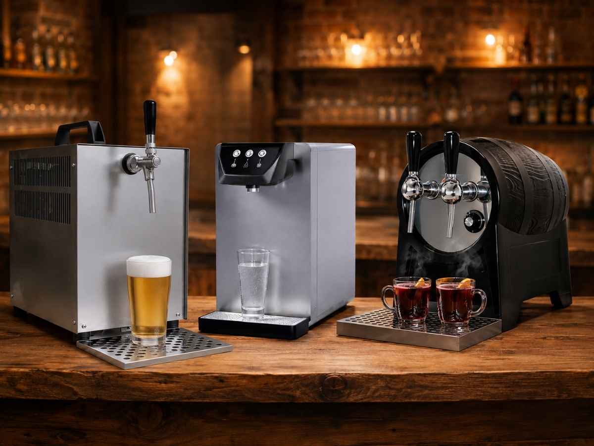 Zapfanlagen für Bier, Wasser und Glühwein mit drei verschiedenen Ausschankgeräten