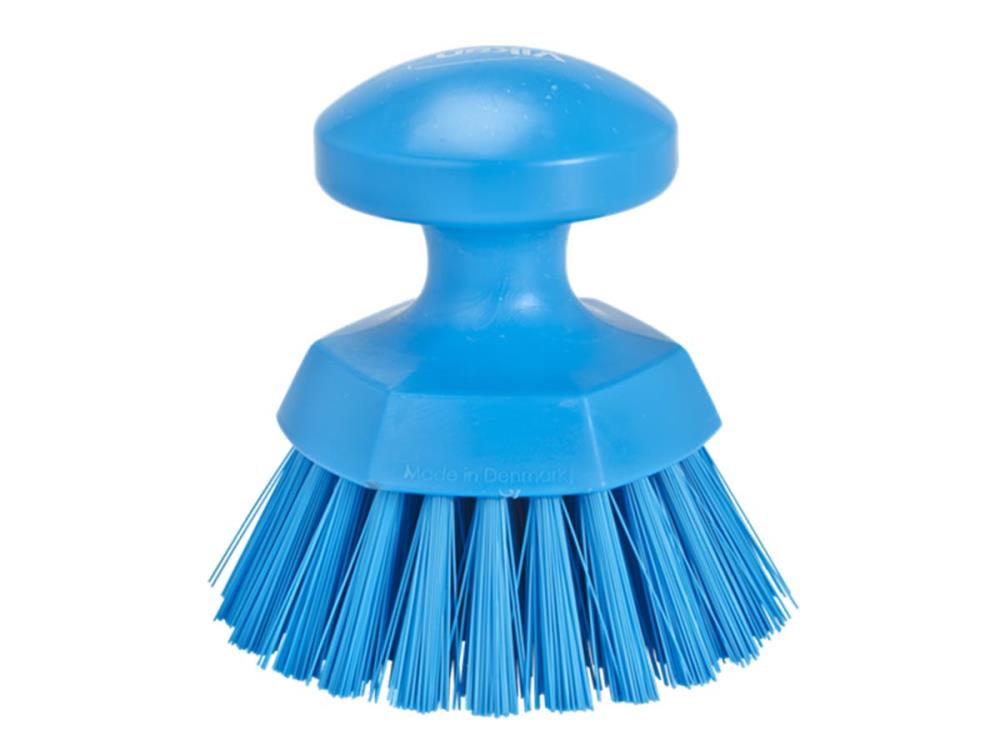 Vikan round hand brush, Ø110 mm, hard, blue